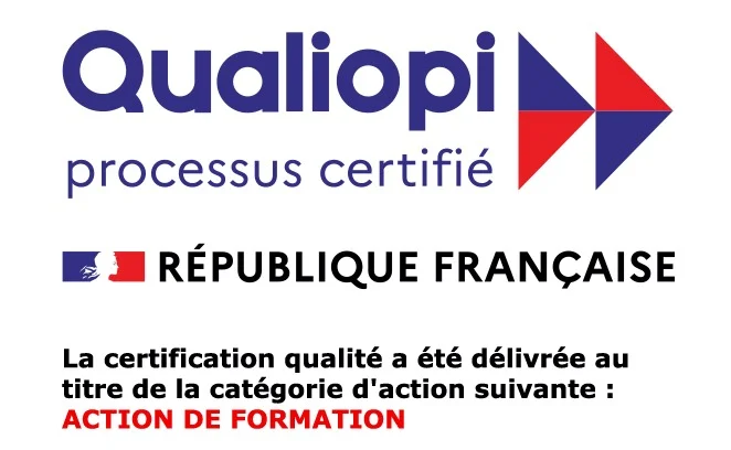 Qualiopi — processus certifié. La certification qualité a été délivrée au titre de la catégorie d'action suivante : action de formation.